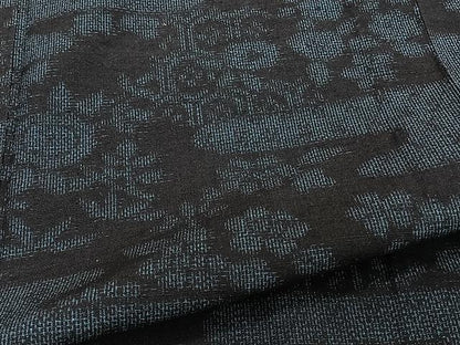 平和屋着物▽結城紬 単衣 霞草花文 正絹 逸品 CAAU3886xi
