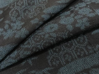 平和屋着物▽結城紬 単衣 霞草花文 正絹 逸品 CAAU3886xi