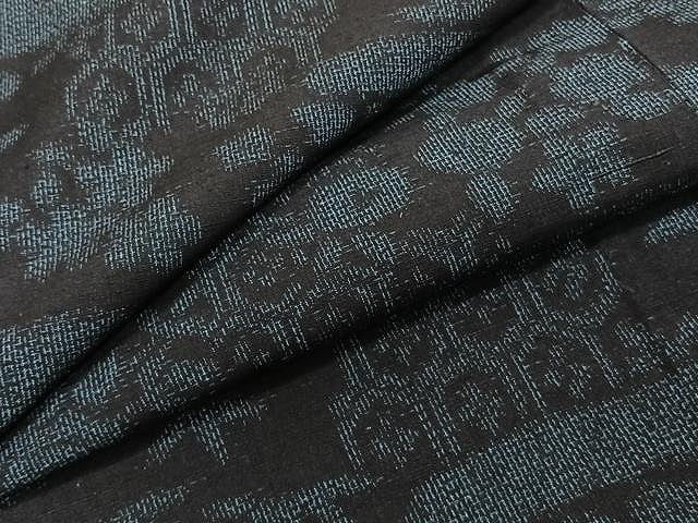 平和屋着物▽結城紬 単衣 霞草花文 正絹 逸品 CAAU3886xi