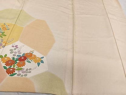 平和屋着物▽訪問着 単衣 刺繍 草花文 正絹 逸品 CAAU3887xi