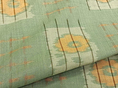 平和屋着物▽上質な紬 単衣 市松花文 正絹 逸品 CAAU3889xi