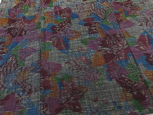 平和屋着物▽上質な紬　単衣　舞葉文　正絹　逸品　CAAU3891xi