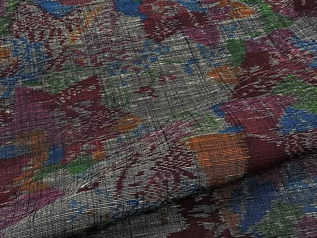 平和屋着物▽上質な紬　単衣　舞葉文　正絹　逸品　CAAU3891xi