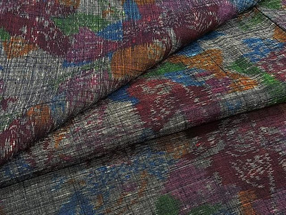 平和屋着物▽上質な紬　単衣　舞葉文　正絹　逸品　CAAU3891xi