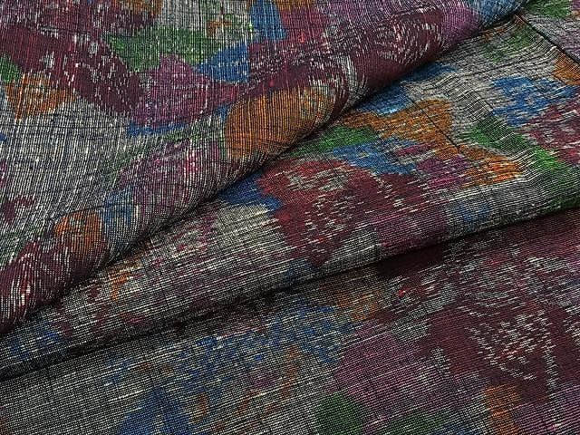 平和屋着物▽上質な紬　単衣　舞葉文　正絹　逸品　CAAU3891xi