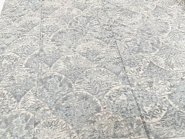 平和屋着物▽上質な紬 単衣 草花文 正絹 逸品 CAAU3892xi