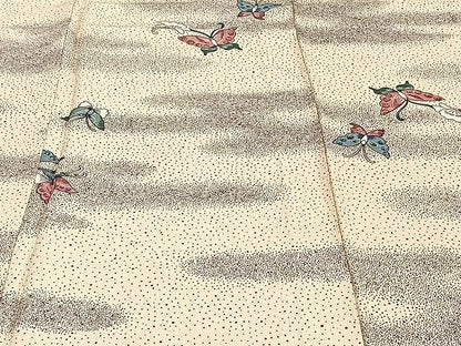 平和屋着物▽上質な小紋 単衣 舞蝶文 正絹 逸品 CAAU3896xi