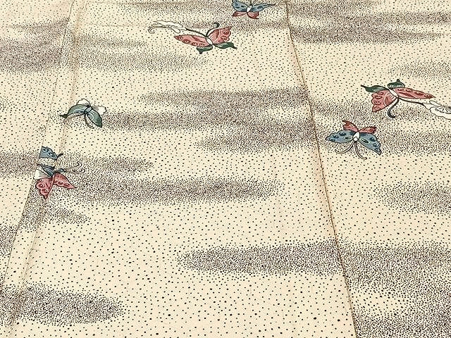 平和屋着物▽上質な小紋 単衣 舞蝶文 正絹 逸品 CAAU3896xi