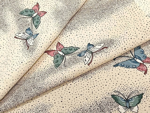 平和屋着物▽上質な小紋 単衣 舞蝶文 正絹 逸品 CAAU3896xi