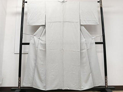 平和屋着物▽上質な色無地 単衣 流水地紋 薄雲鼠色 正絹 逸品 CAAU3897xi