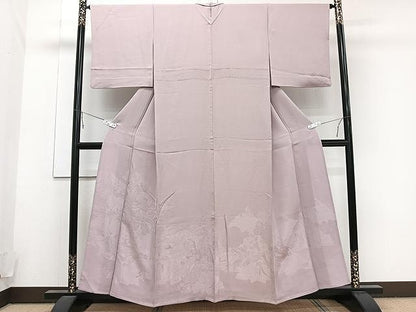 平和屋着物▽豪華色留袖 単衣 平安人物地紋 梅鼠色 正絹 逸品 CAAU3899xi