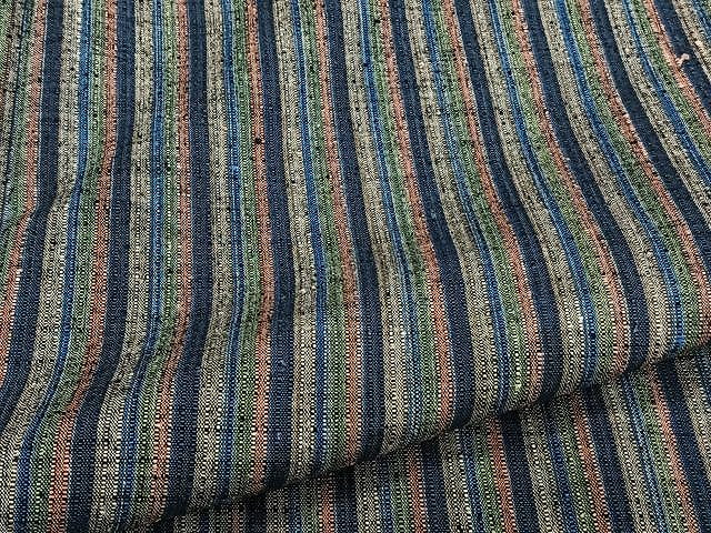 平和屋着物▽上質な紬 単衣 縞 正絹 逸品 CAAU3901xi