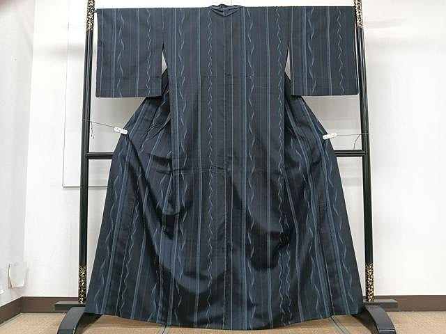 平和屋着物▽上質な紬 単衣 間道 正絹 逸品 CAAU3902xi