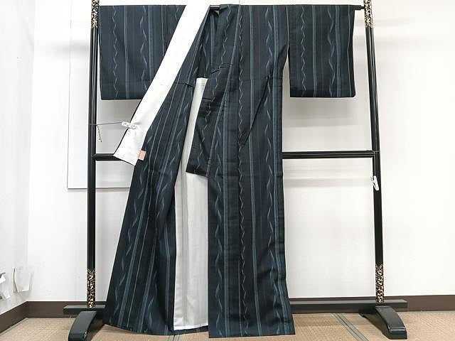平和屋着物▽上質な紬 単衣 間道 正絹 逸品 CAAU3902xi