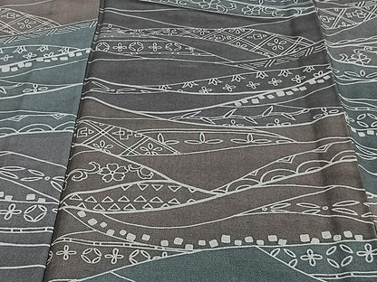 平和屋着物▽上質な小紋　単衣　紬地　草花吉祥文　正絹　逸品　CAAU3907xi