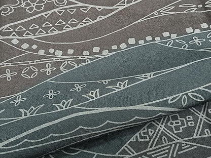 平和屋着物▽上質な小紋　単衣　紬地　草花吉祥文　正絹　逸品　CAAU3907xi