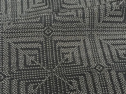 平和屋着物▽上質な紬 単衣 幾何学文 黒地 正絹 逸品 CAAU3912xi