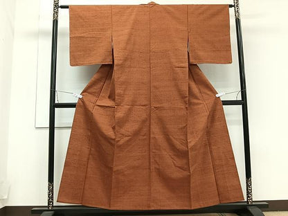 平和屋着物▽上質な紬 単衣 黄櫨染色 正絹 逸品 未使用 CAAU3914xi