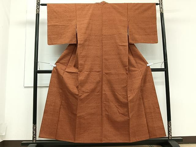 平和屋着物▽上質な紬 単衣 黄櫨染色 正絹 逸品 未使用 CAAU3914xi