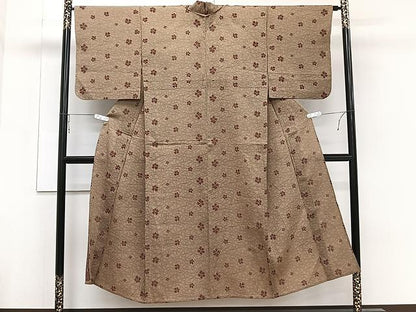 平和屋着物▽上質な小紋　単衣　草花文　正絹　逸品　CAAU3916xi