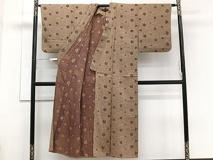 平和屋着物▽上質な小紋　単衣　草花文　正絹　逸品　CAAU3916xi