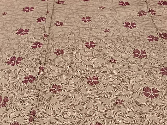 平和屋着物▽上質な小紋　単衣　草花文　正絹　逸品　CAAU3916xi