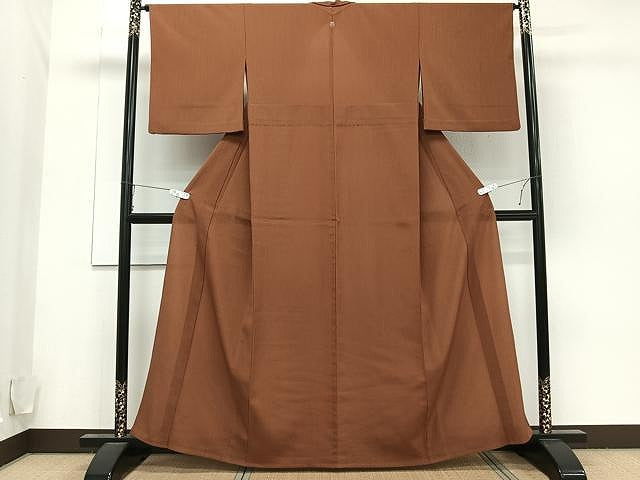 平和屋着物▽洗える最高級着物 ＜英＞はなぶさ謹製 色無地 単衣 土器色 CAAU3917xi