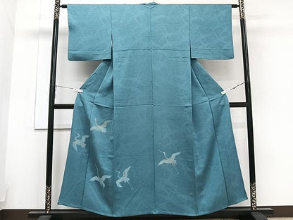 平和屋着物▽色留訪問着 単衣 飛鶴文 正絹 逸品 CAAU3919xi