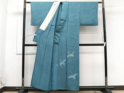 平和屋着物▽色留訪問着 単衣 飛鶴文 正絹 逸品 CAAU3919xi