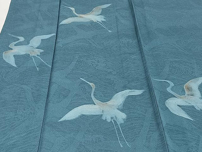 平和屋着物▽色留訪問着 単衣 飛鶴文 正絹 逸品 CAAU3919xi