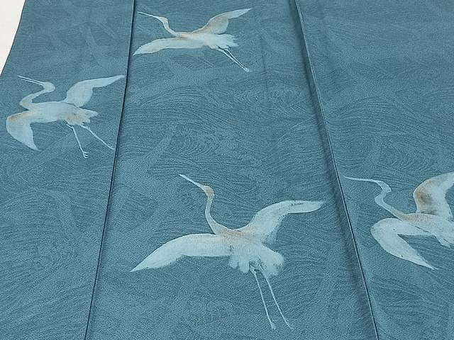 平和屋着物▽色留訪問着 単衣 飛鶴文 正絹 逸品 CAAU3919xi