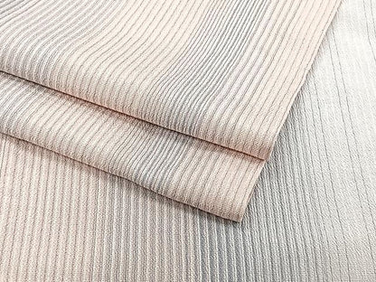平和屋着物▽本塩沢 単衣 縞 正絹 逸品 CAAU3920xi