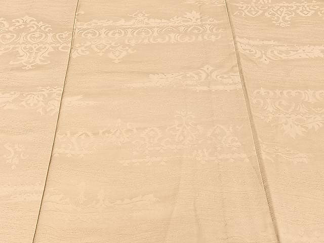 平和屋着物▽上質な色無地 単衣 花唐草地紋 淡香色 正絹 逸品 CAAU3922xi