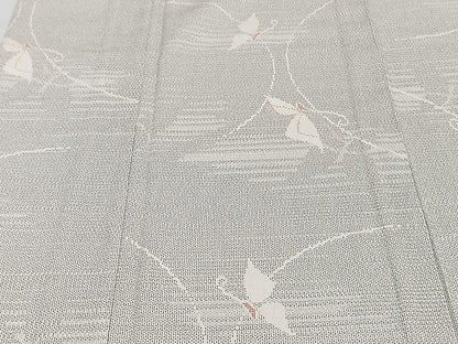 平和屋着物▽本塩沢 単衣 110亀甲 舞蝶文 正絹 逸品 CAAU3924xi