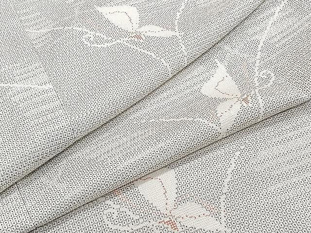 平和屋着物▽本塩沢 単衣 110亀甲 舞蝶文 正絹 逸品 CAAU3924xi