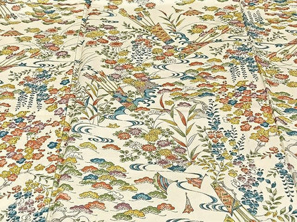 平和屋着物▽上質な小紋　単衣　草花文　正絹　逸品　CAAU3925xi