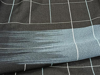 平和屋着物▽上質なお召 単衣 霞格子文 黒地 正絹 逸品 未使用 CAAU3927xi