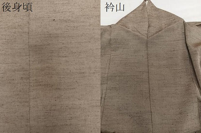 平和屋着物▽上質な紬 単衣 白橡色 正絹 逸品 CAAU3929xi