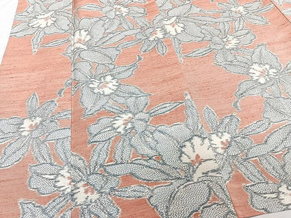 平和屋着物▽上質な紬 単衣 舞花文 正絹 逸品 CAAU3930xi