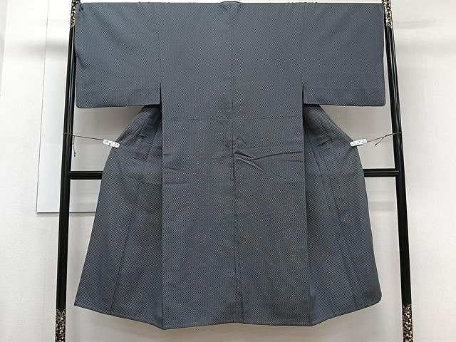 平和屋着物▽男性　銀座もとじ　風通お召　単衣　菱文　正絹　逸品　CAAU3931xi