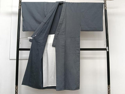 平和屋着物▽男性　銀座もとじ　風通お召　単衣　菱文　正絹　逸品　CAAU3931xi