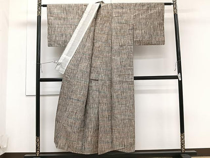 平和屋着物▽上質な紬　単衣　霞文　正絹　逸品　CAAU3932xi