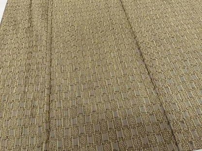 平和屋着物▽上質な紬　単衣　格子花文　正絹　逸品　CAAU3934xi