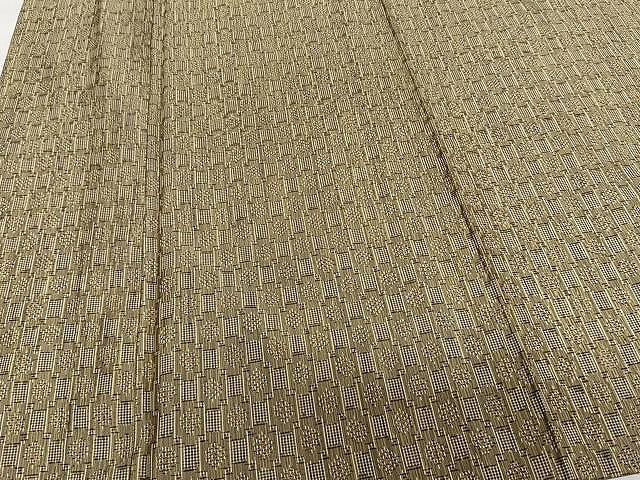 平和屋着物▽上質な紬　単衣　格子花文　正絹　逸品　CAAU3934xi