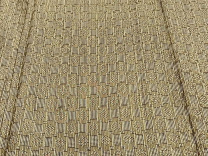 平和屋着物▽上質な紬　単衣　格子花文　正絹　逸品　CAAU3934xi