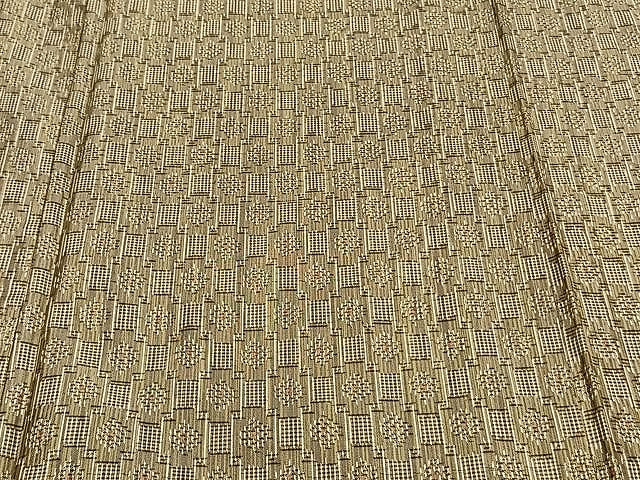 平和屋着物▽上質な紬　単衣　格子花文　正絹　逸品　CAAU3934xi