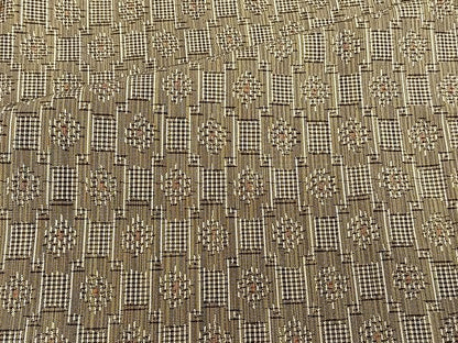 平和屋着物▽上質な紬　単衣　格子花文　正絹　逸品　CAAU3934xi