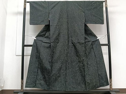 平和屋着物▽上質な紬 単衣 流水文 正絹 逸品 CAAU3935xi
