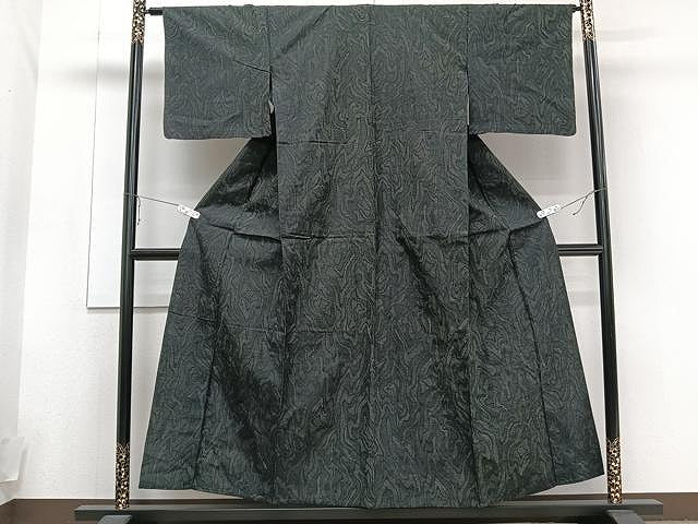 平和屋着物▽上質な紬 単衣 流水文 正絹 逸品 CAAU3935xi