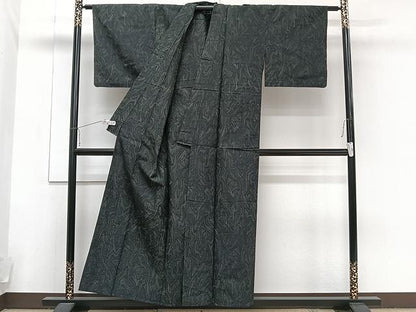 平和屋着物▽上質な紬 単衣 流水文 正絹 逸品 CAAU3935xi